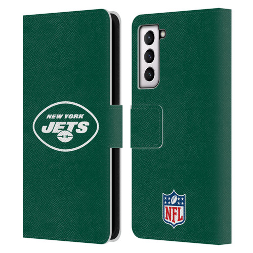 NFL New York Jets Logo Plain Leather Book Wallet Case Cover For Samsung Galaxy S21 5G