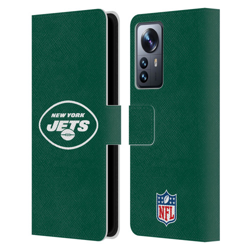 NFL New York Jets Logo Plain Leather Book Wallet Case Cover For Xiaomi 12 Pro