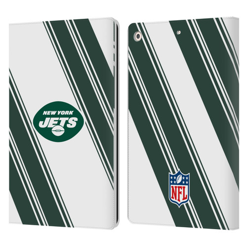 NFL New York Jets Artwork Stripes Leather Book Wallet Case Cover For Apple iPad 10.2 2019/2020/2021