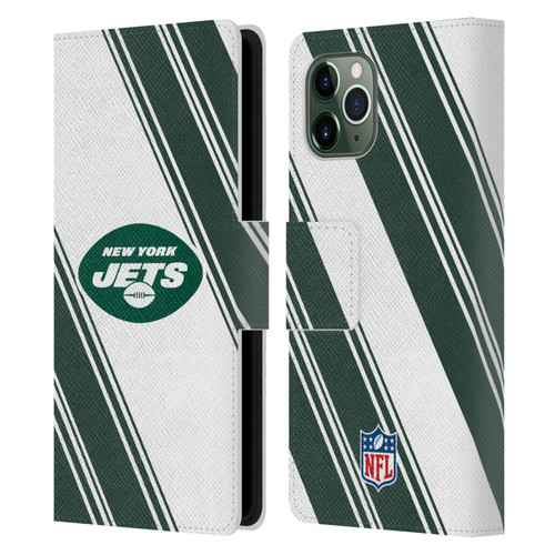 NFL New York Jets Artwork Stripes Leather Book Wallet Case Cover For Apple iPhone 11 Pro