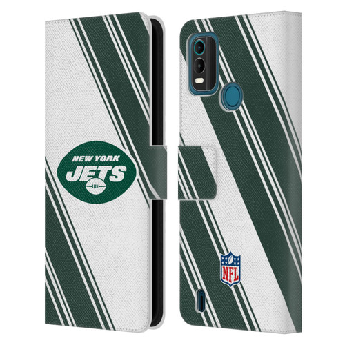 NFL New York Jets Artwork Stripes Leather Book Wallet Case Cover For Nokia G11 Plus