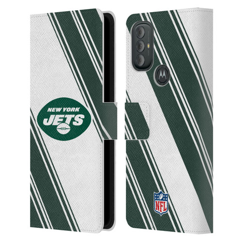 NFL New York Jets Artwork Stripes Leather Book Wallet Case Cover For Motorola Moto G10 / Moto G20 / Moto G30