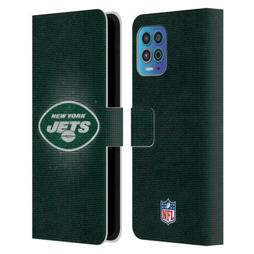NFL New York Jets Artwork LED Leather Book Wallet Case Cover For Motorola Moto G100