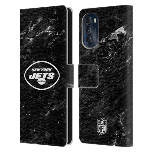 NFL New York Jets Artwork Marble Leather Book Wallet Case Cover For Motorola Moto G (2022)