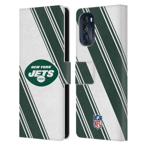 NFL New York Jets Artwork Stripes Leather Book Wallet Case Cover For Motorola Moto G (2022)