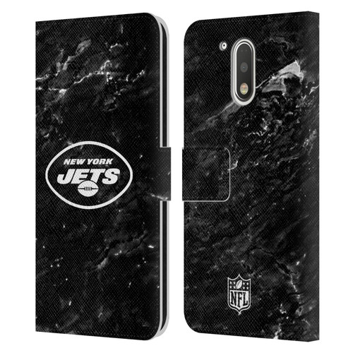 NFL New York Jets Artwork Marble Leather Book Wallet Case Cover For Motorola Moto G41
