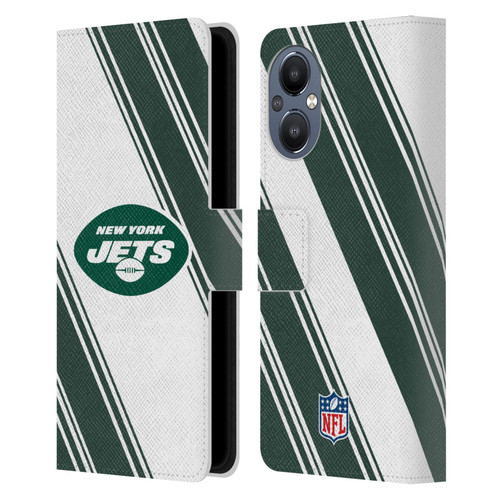 NFL New York Jets Artwork Stripes Leather Book Wallet Case Cover For OnePlus Nord N20 5G