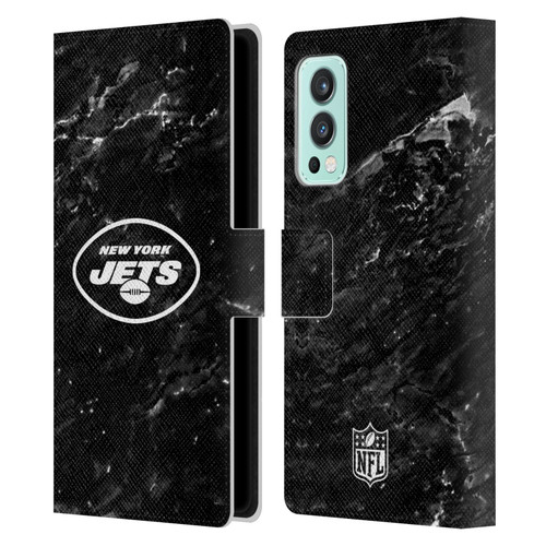 NFL New York Jets Artwork Marble Leather Book Wallet Case Cover For OnePlus Nord 2 5G