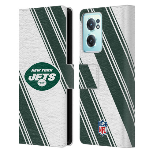 NFL New York Jets Artwork Stripes Leather Book Wallet Case Cover For OnePlus Nord CE 2 5G