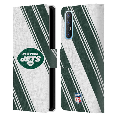 NFL New York Jets Artwork Stripes Leather Book Wallet Case Cover For OPPO Find X2 Neo 5G