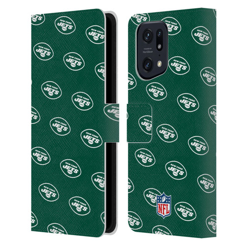 NFL New York Jets Artwork Patterns Leather Book Wallet Case Cover For OPPO Find X5 Pro