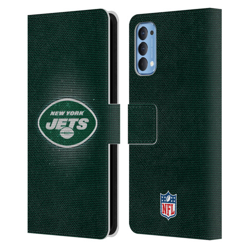 NFL New York Jets Artwork LED Leather Book Wallet Case Cover For OPPO Reno 4 5G