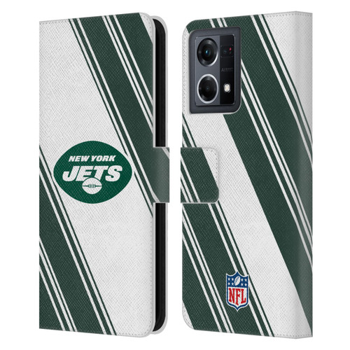 NFL New York Jets Artwork Stripes Leather Book Wallet Case Cover For OPPO Reno8 4G