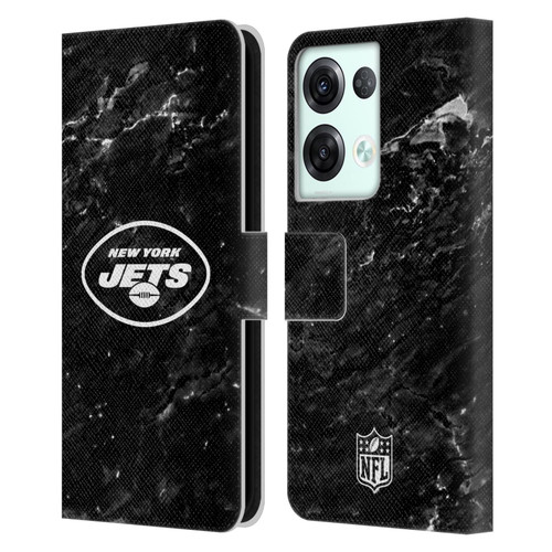 NFL New York Jets Artwork Marble Leather Book Wallet Case Cover For OPPO Reno8 Pro