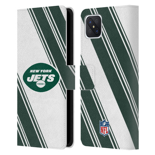 NFL New York Jets Artwork Stripes Leather Book Wallet Case Cover For OPPO Reno4 Z 5G