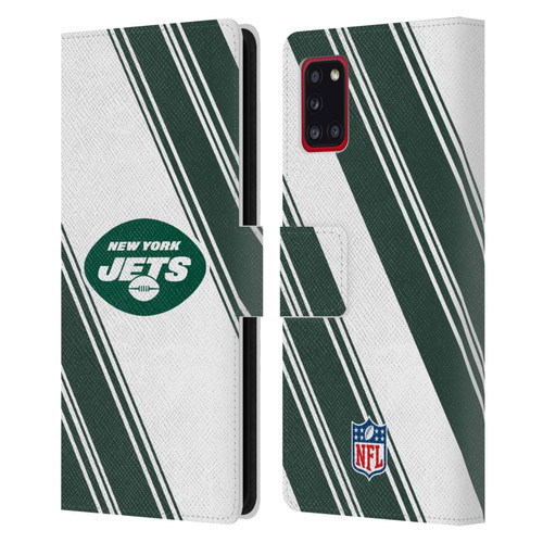 NFL New York Jets Artwork Stripes Leather Book Wallet Case Cover For Samsung Galaxy A31 (2020)