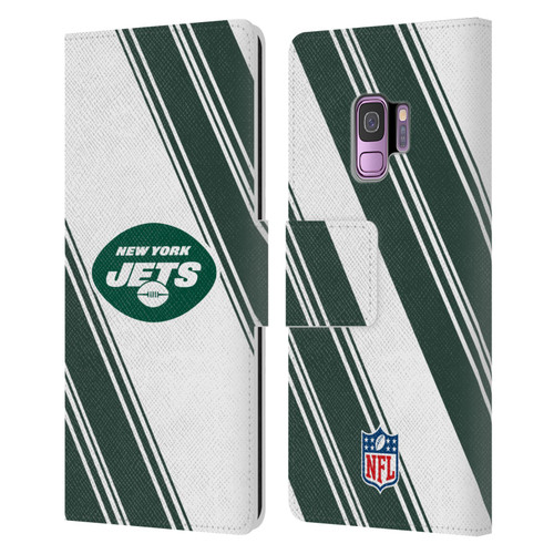 NFL New York Jets Artwork Stripes Leather Book Wallet Case Cover For Samsung Galaxy S9