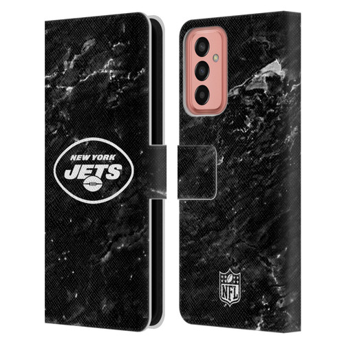 NFL New York Jets Artwork Marble Leather Book Wallet Case Cover For Samsung Galaxy M13 (2022)