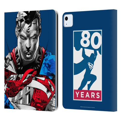 Superman DC Comics 80th Anniversary Collage Leather Book Wallet Case Cover For Apple iPad Air 11 2020/2022/2024