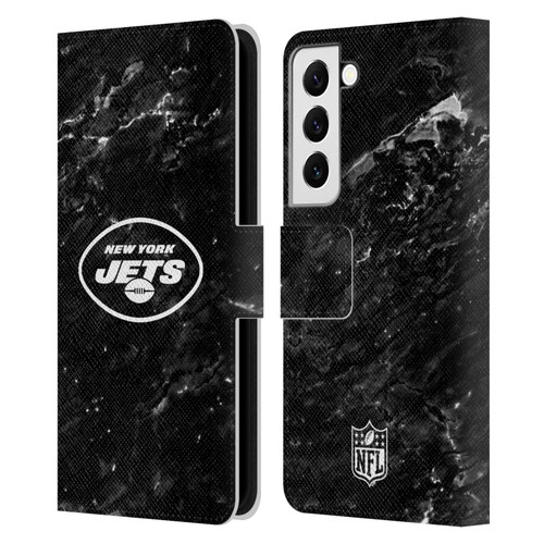 NFL New York Jets Artwork Marble Leather Book Wallet Case Cover For Samsung Galaxy S22 5G