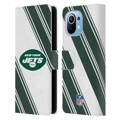 NFL New York Jets Artwork Stripes Leather Book Wallet Case Cover For Xiaomi Mi 11