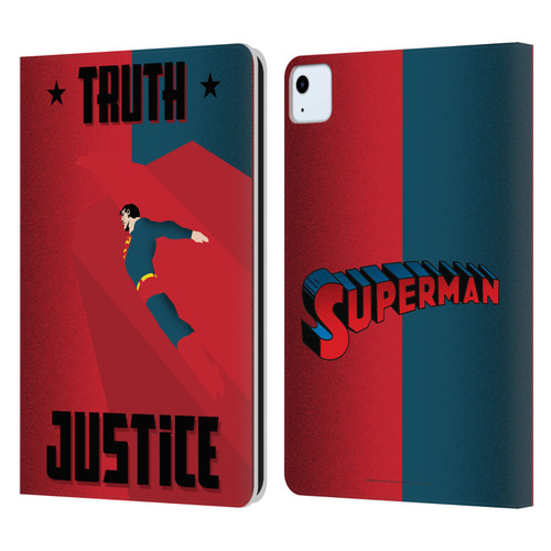 Superman DC Comics Character Art Truth And Justice 2 Leather Book Wallet Case Cover For Apple iPad Air 11 2020/2022/2024