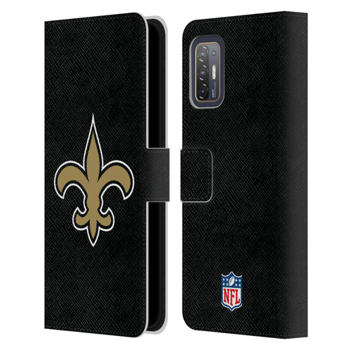 NFL New Orleans Saints Logo Plain Leather Book Wallet Case Cover For HTC Desire 21 Pro 5G