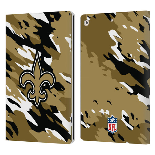 NFL New Orleans Saints Logo Camou Leather Book Wallet Case Cover For Apple iPad 10.2 2019/2020/2021