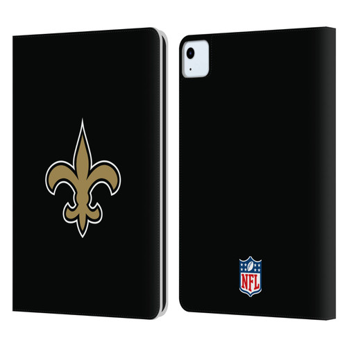 NFL New Orleans Saints Logo Plain Leather Book Wallet Case Cover For Apple iPad Air 11 2020/2022/2024/2025