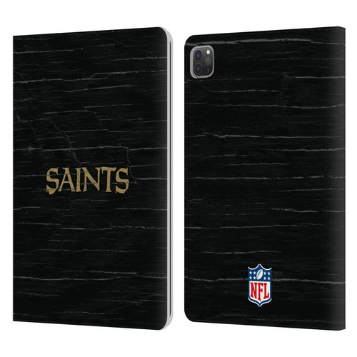 NFL New Orleans Saints Logo Distressed Look Leather Book Wallet Case Cover For Apple iPad Pro 11 2020 / 2021 / 2022