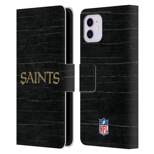 NFL New Orleans Saints Logo Distressed Look Leather Book Wallet Case Cover For Apple iPhone 11