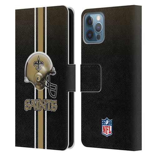 NFL New Orleans Saints Logo Helmet Leather Book Wallet Case Cover For Apple iPhone 12 / iPhone 12 Pro