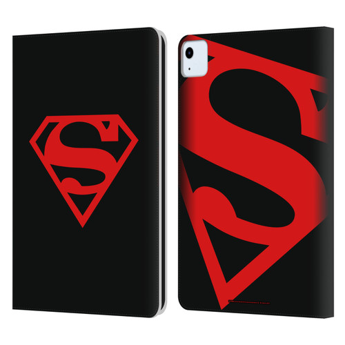 Superman DC Comics Logos Black And Red Leather Book Wallet Case Cover For Apple iPad Air 11 2020/2022/2024