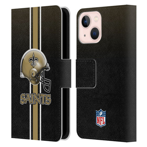 NFL New Orleans Saints Logo Helmet Leather Book Wallet Case Cover For Apple iPhone 13 Mini