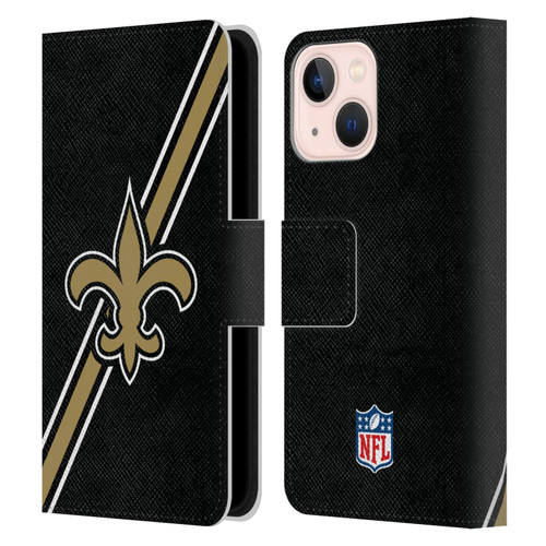 NFL New Orleans Saints Logo Stripes Leather Book Wallet Case Cover For Apple iPhone 13 Mini