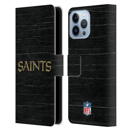 NFL New Orleans Saints Logo Distressed Look Leather Book Wallet Case Cover For Apple iPhone 13 Pro Max