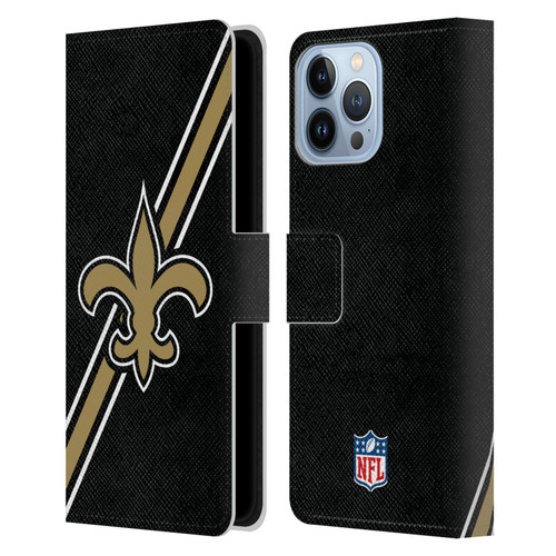 NFL New Orleans Saints Logo Stripes Leather Book Wallet Case Cover For Apple iPhone 13 Pro Max