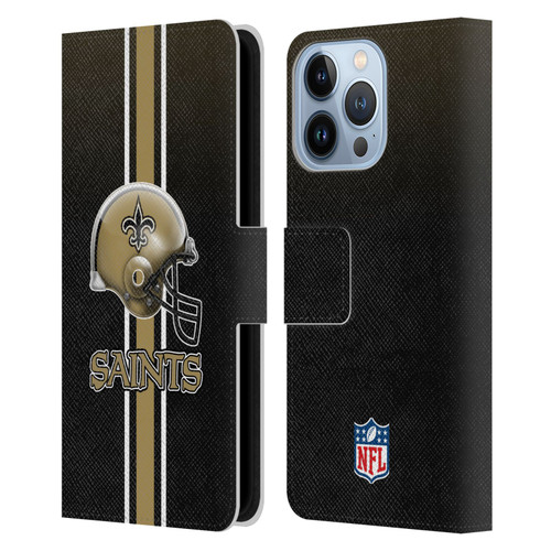 NFL New Orleans Saints Logo Helmet Leather Book Wallet Case Cover For Apple iPhone 13 Pro