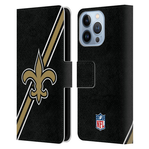 NFL New Orleans Saints Logo Stripes Leather Book Wallet Case Cover For Apple iPhone 13 Pro