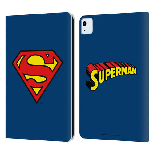 Superman DC Comics Logos Classic Leather Book Wallet Case Cover For Apple iPad Air 11 2020/2022/2024