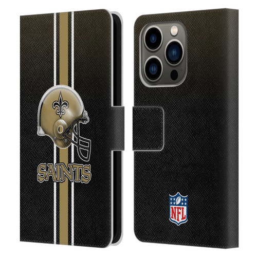 NFL New Orleans Saints Logo Helmet Leather Book Wallet Case Cover For Apple iPhone 14 Pro