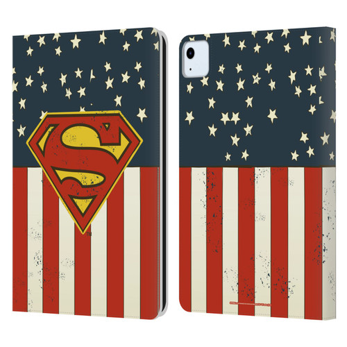 Superman DC Comics Logos U.S. Flag Leather Book Wallet Case Cover For Apple iPad Air 11 2020/2022/2024
