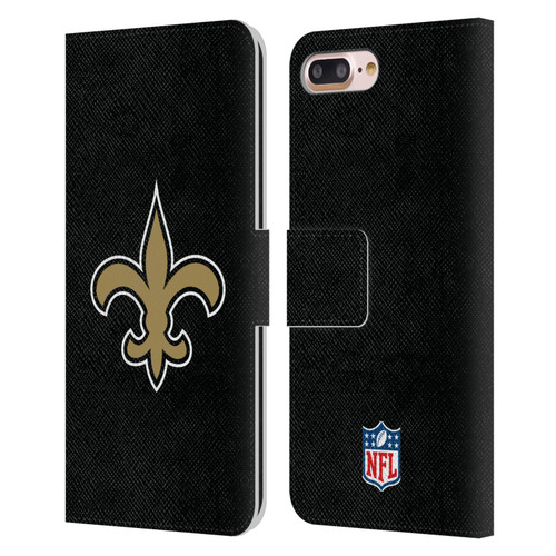 NFL New Orleans Saints Logo Plain Leather Book Wallet Case Cover For Apple iPhone 7 Plus / iPhone 8 Plus