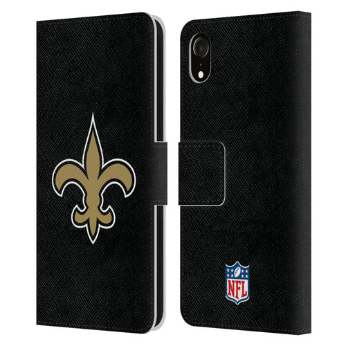 NFL New Orleans Saints Logo Plain Leather Book Wallet Case Cover For Apple iPhone XR