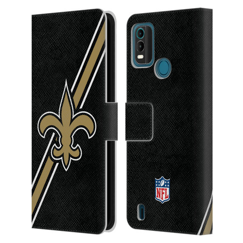 NFL New Orleans Saints Logo Stripes Leather Book Wallet Case Cover For Nokia G11 Plus