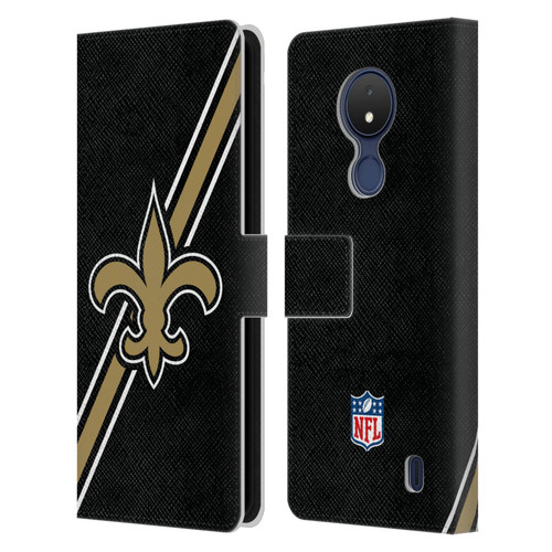 NFL New Orleans Saints Logo Stripes Leather Book Wallet Case Cover For Nokia C21