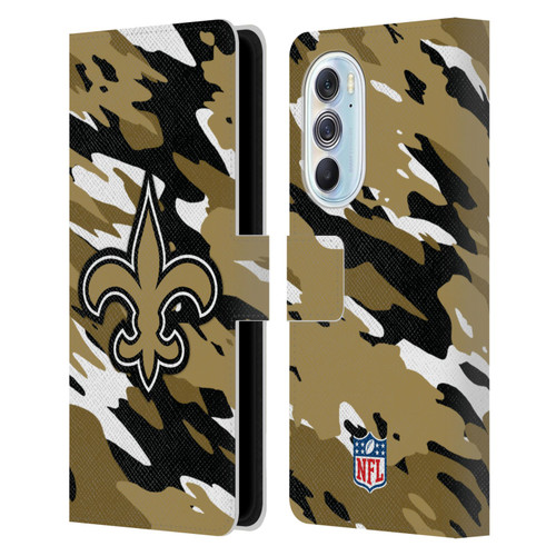 NFL New Orleans Saints Logo Camou Leather Book Wallet Case Cover For Motorola Edge X30