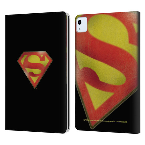 Superman DC Comics Vintage Fashion Logo Leather Book Wallet Case Cover For Apple iPad Air 11 2020/2022/2024