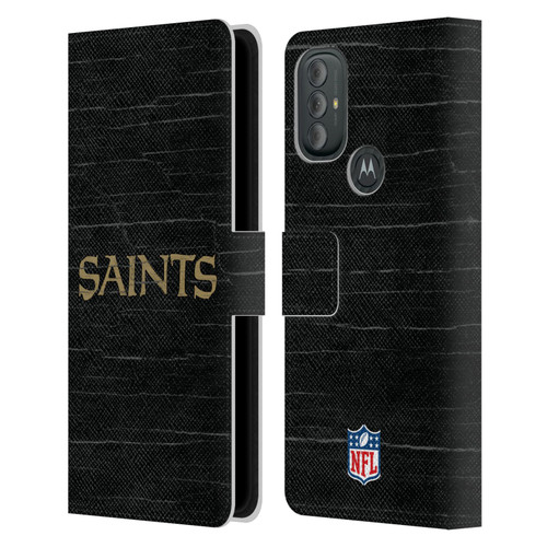 NFL New Orleans Saints Logo Distressed Look Leather Book Wallet Case Cover For Motorola Moto G10 / Moto G20 / Moto G30
