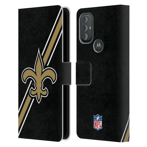 NFL New Orleans Saints Logo Stripes Leather Book Wallet Case Cover For Motorola Moto G10 / Moto G20 / Moto G30